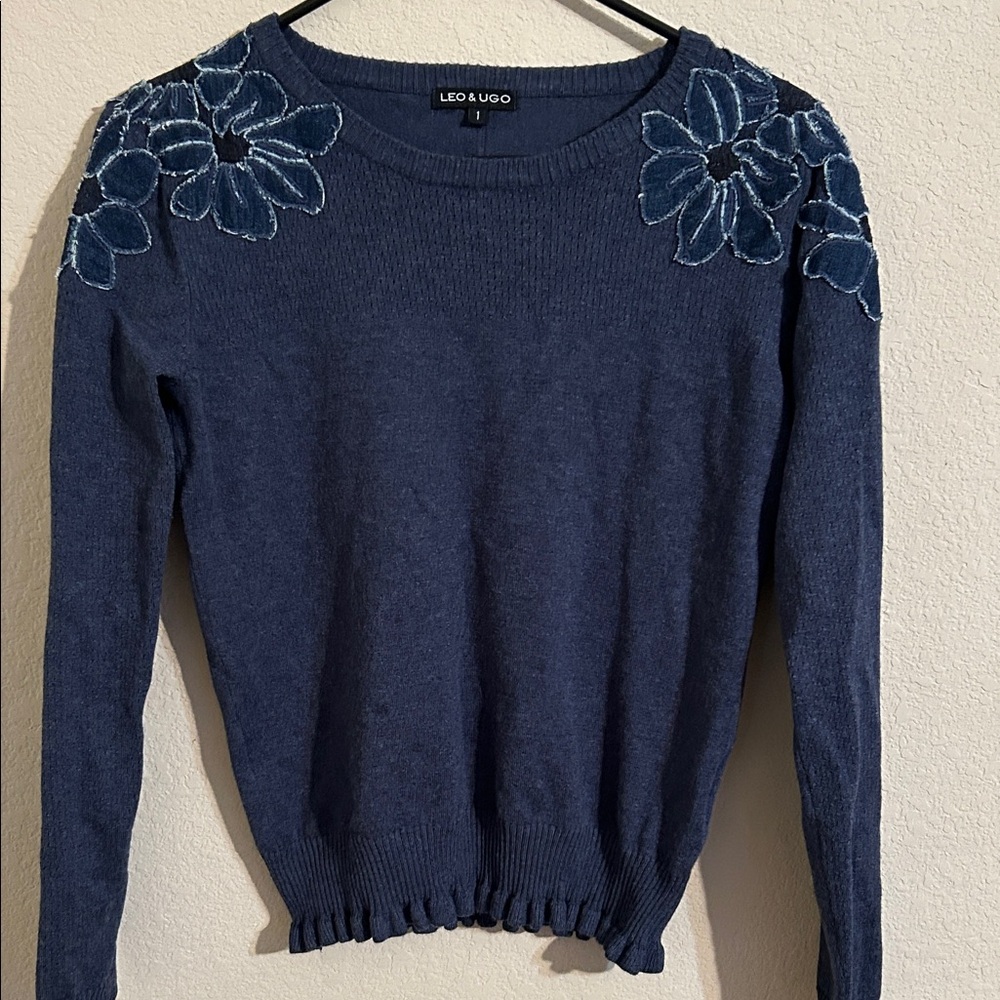 Blue Floral Women's Sweater